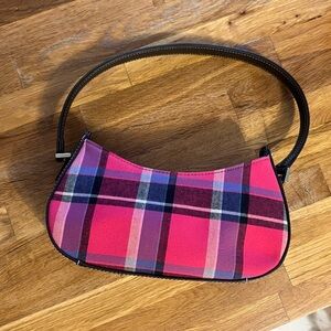 Y2K Liz Claiborne Pink and Black Plaid Mini Bag